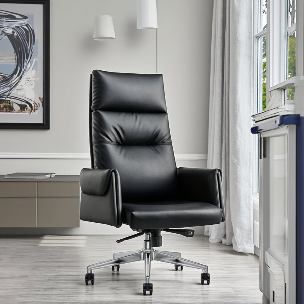 A3030 - Black Leather Office Chair
