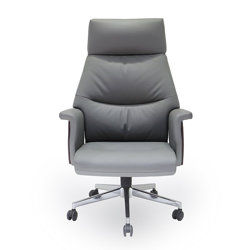 GA19 - Luxury Grey PU Leather Office Chair For Boss - Image 4