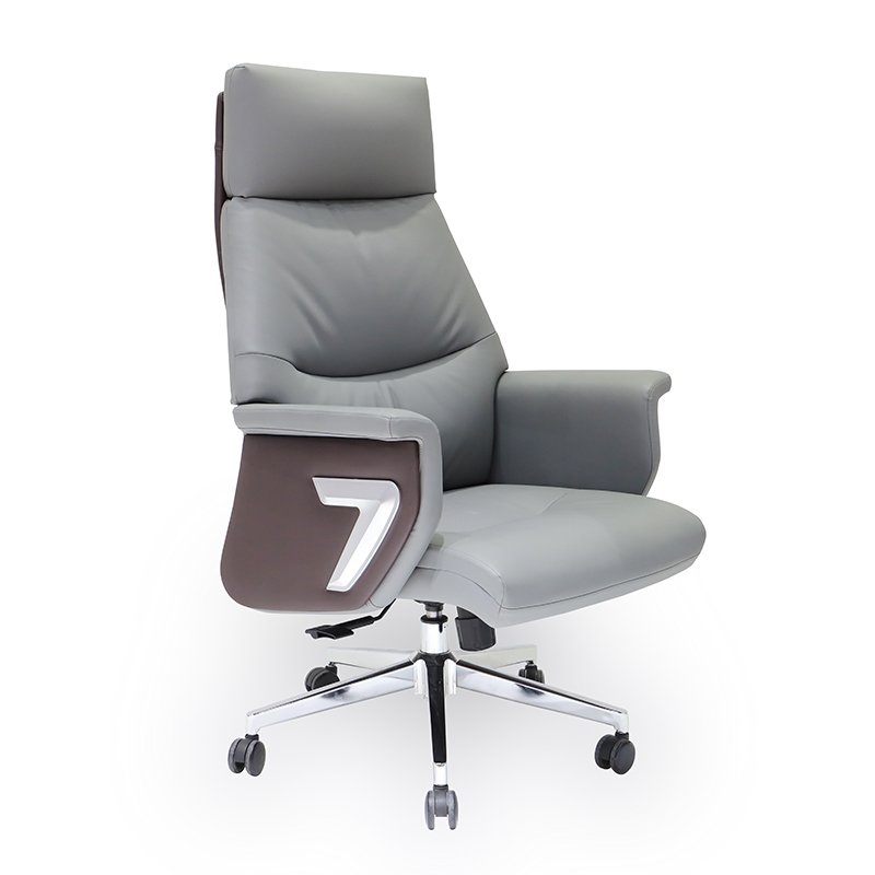GA19 - Luxury Grey PU Leather Office Chair For Boss - Image 3