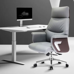 GA19 - Luxury Grey PU Leather Office Chair For Boss