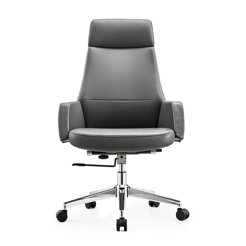 GA69 - Grey PU Leather Boss Office Chair - Image 4