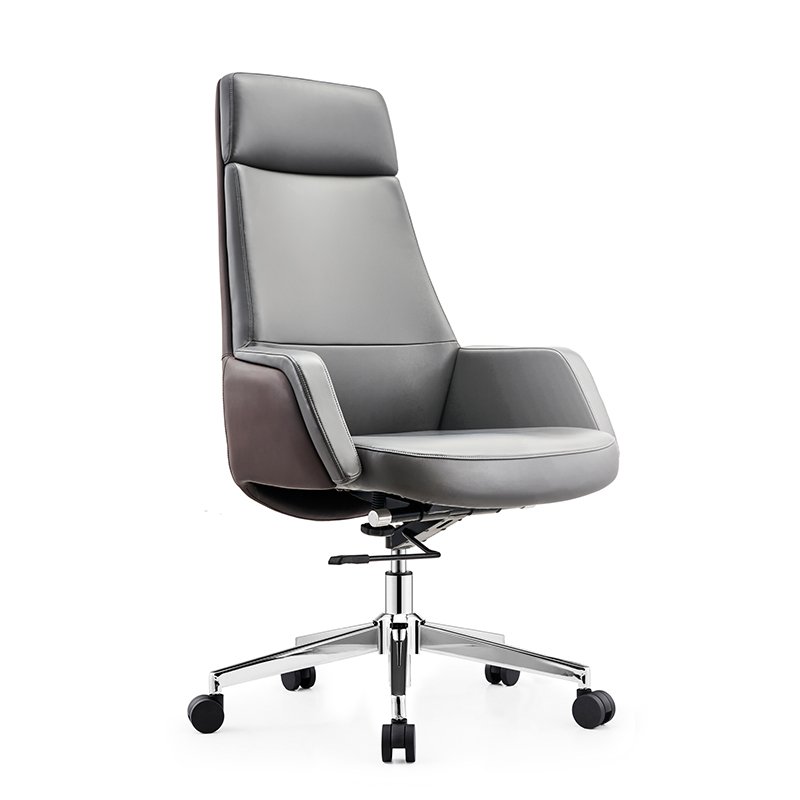 GA69 - Grey PU Leather Boss Office Chair - Image 3